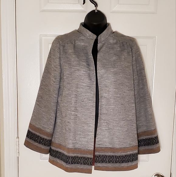 Fred Rothschild Grey Knit Jacket Embroidered Edge - Picture 7 of 9
